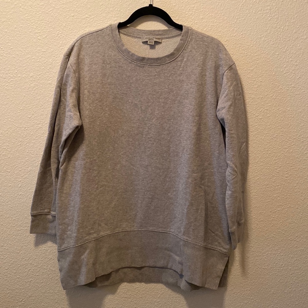 All Saints size medium oversized crew neck gray sweatshirt